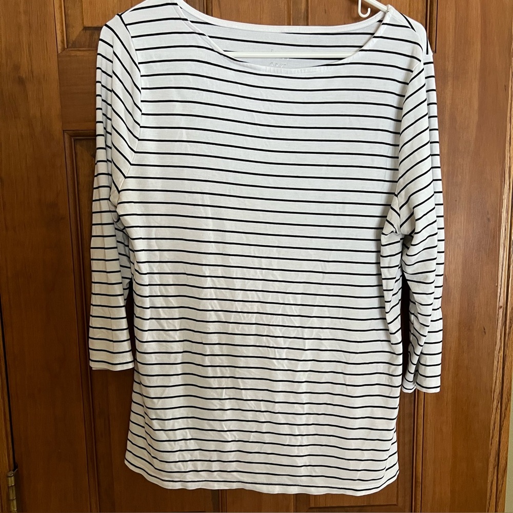a new day Black and White Striped 3/4 Sleeve Top -XL